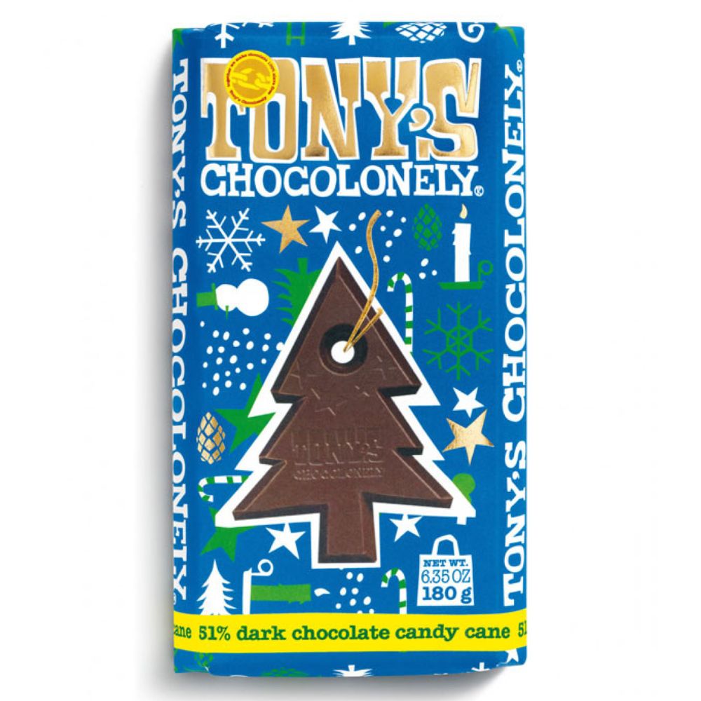 Tony's Chocolonely Dark Choc Mint Candy Cane Bar 180g