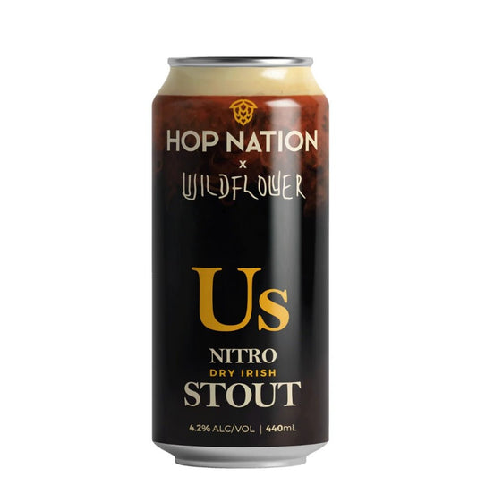 Hop Nation x Wildflower Us Nitro Dry Irish Stout 440ml - Harold's Food and Liquor
