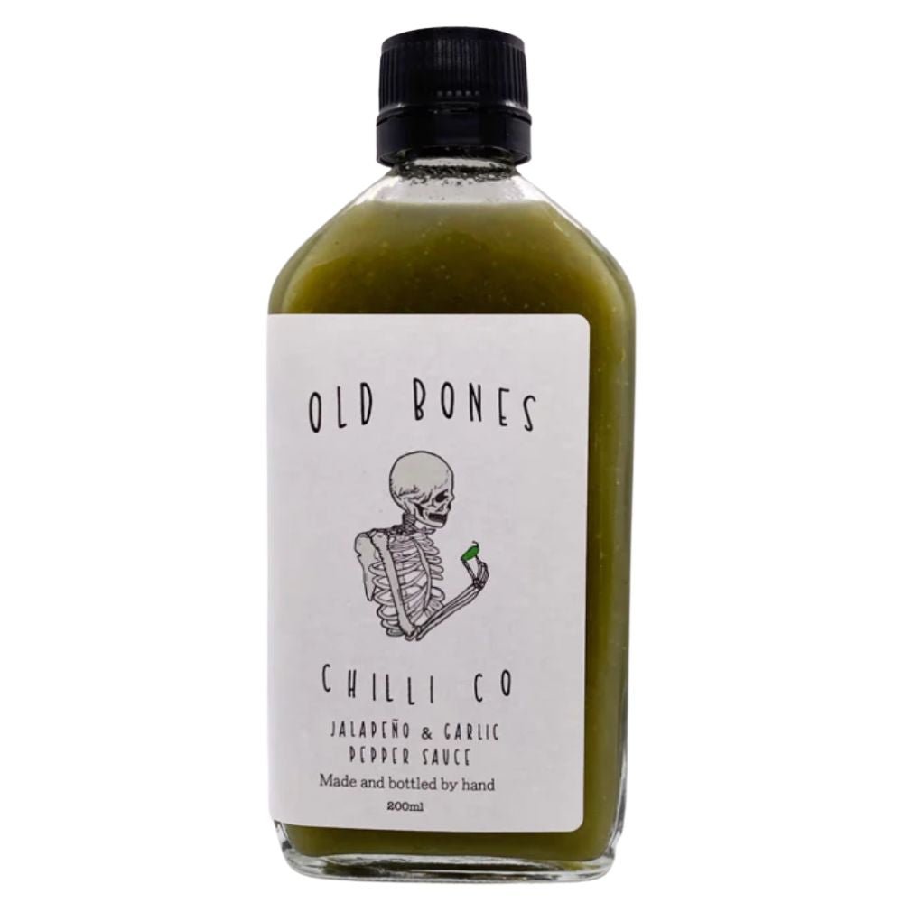 Old Bones Jalapeno & Garlic Pepper Sauce 200ml - Harold's Food and Liquor