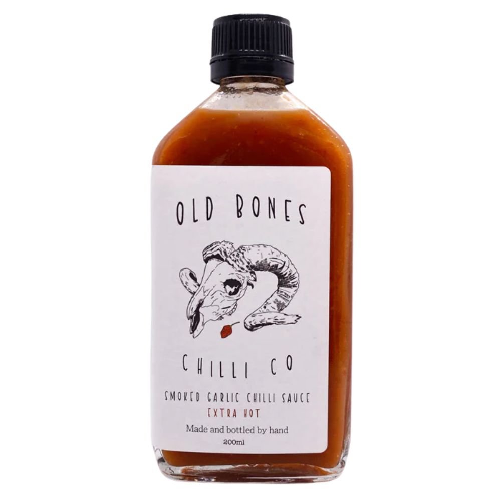 Old Bones Smoked Garlic Chilli Sauce EXTRA HOT 200ml - Harold's Food and Liquor
