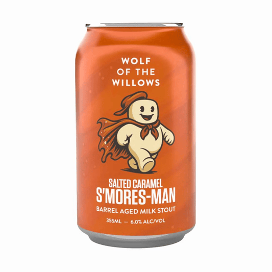 Wolf of the Willows Salted Caramel S'Mores - Man Barrel Aged Milk Stout 355ml - Harold's Food and Liquor
