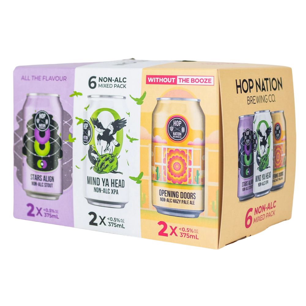 Hop Nation Non Alc Mixed Beers 6 x 375ml pack