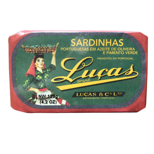 Lucas Portuguese Sardines in Olive Oil with Green Pepper 120g