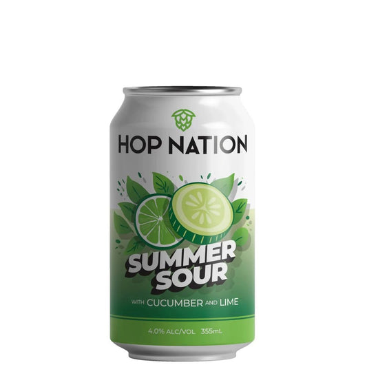 Hop Nation Summer Sour Cucumber and Lime Sour 355ml - Harold's Food and Liquor