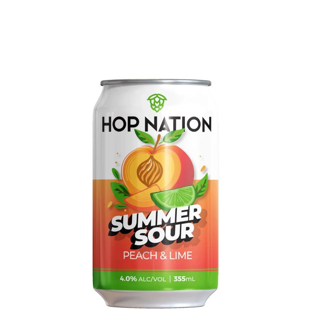 Hop Nation Summer Sour Peach & Lime 355ml - Harold's Food and Liquor