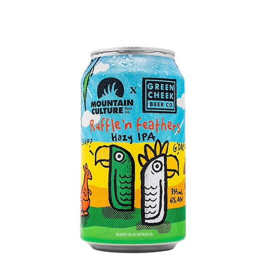 Mountain Culture x Green Cheek Ruffle'n Feathers Hazy IPA 355ml - Harold's Food and Liquor