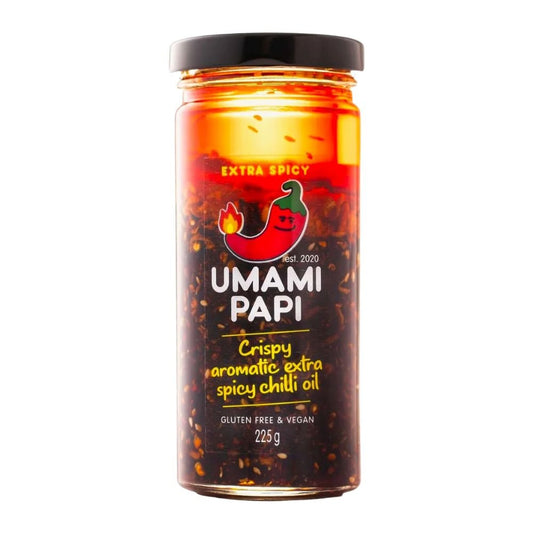 Umami Papi Crispy Aromatic Extra Spicy Chilli Oil 225g - Harold's Food and Liquor